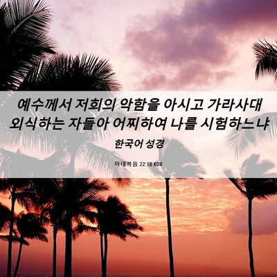 Picture 06 - 마태복음 22:18 KOR - 예수께서 저희의 악함을 아시고 - Bible Verse Picture