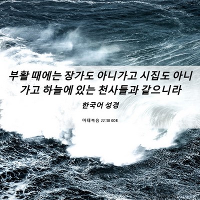 Picture 06 - 마태복음 22:30 KOR - 부활 때에는 장가도 아니가고 시집도 - Bible Verse Picture