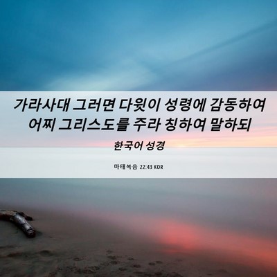 Picture 06 - 마태복음 22:43 KOR - 가라사대 그러면 다윗이 성령에 - Bible Verse Picture