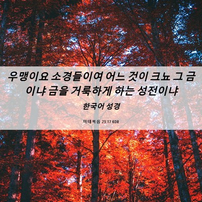 Picture 06 - 마태복음 23:17 KOR - 우맹이요 소경들이여 어느 것이 크뇨 - Bible Verse Picture