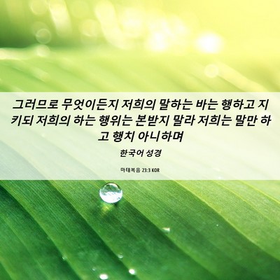 Picture 06 - 마태복음 23:3 KOR - 그러므로 무엇이든지 저희의 말하는 - Bible Verse Picture