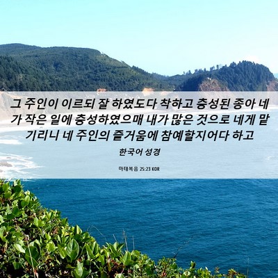 Picture 06 - 마태복음 25:23 KOR - 그 주인이 이르되 잘 하였도다 - Bible Verse Picture