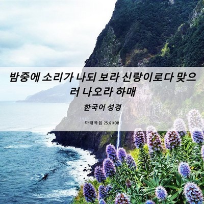 Picture 06 - 마태복음 25:6 KOR - 밤중에 소리가 나되 보라 신랑이로다 - Bible Verse Picture