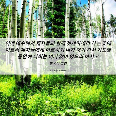Picture 06 - 마태복음 26:36 KOR - 이에 예수께서 제자들과 함께 - Bible Verse Picture