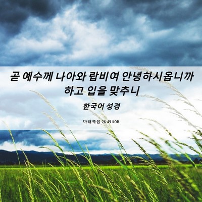Picture 06 - 마태복음 26:49 KOR - 곧 예수께 나아와 랍비여 - Bible Verse Picture