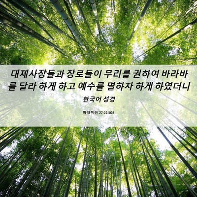 Picture 06 - 마태복음 27:20 KOR - 대제사장들과 장로들이 무리를 - Bible Verse Picture