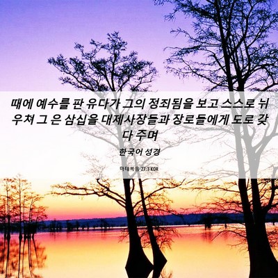 Picture 06 - 마태복음 27:3 KOR - 때에 예수를 판 유다가 그의 - Bible Verse Picture