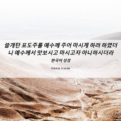 Picture 06 - 마태복음 27:34 KOR - 쓸개탄 포도주를 예수께 주어 마시게 - Bible Verse Picture