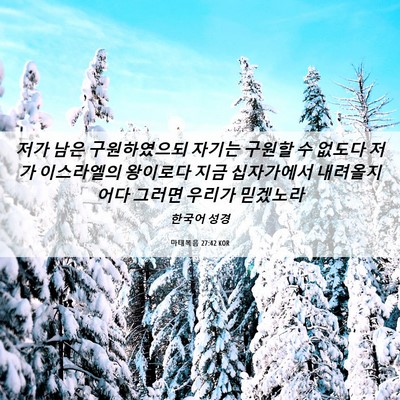 Picture 06 - 마태복음 27:42 KOR - 저가 남은 구원하였으되 자기는 - Bible Verse Picture