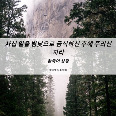 Picture 06 - 마태복음 4:2 KOR - 사십 일을 밤낮으로 금식하신 후에 - Bible Verse Picture