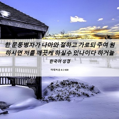 Picture 06 - 마태복음 8:2 KOR - 한 문둥병자가 나아와 절하고 가로되 - Bible Verse Picture