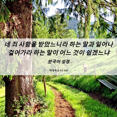 Picture 06 - 마태복음 9:5 KOR - 네 죄 사함을 받았느니라 하는 말과 - Bible Verse Picture