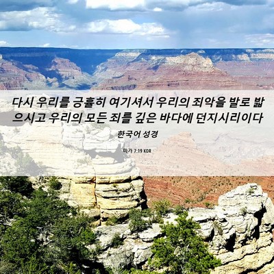 Picture 06 - 미가 7:19 KOR - 다시 우리를 긍휼히 여기셔서 우리의 - Bible Verse Picture