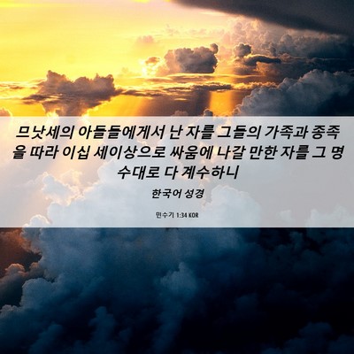 Picture 06 - 민수기 1:34 KOR - 므낫세의 아들들에게서 난 자를 - Bible Verse Picture