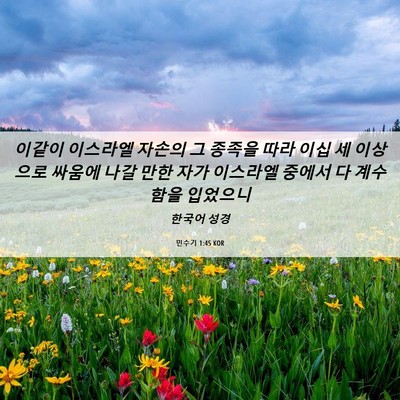 Picture 06 - 민수기 1:45 KOR - 이같이 이스라엘 자손의 그 종족을 - Bible Verse Picture