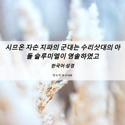 Picture 06 - 민수기 10:19 KOR - 시므온 자손 지파의 군대는 - Bible Verse Picture
