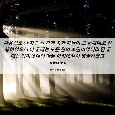 Picture 06 - 민수기 10:25 KOR - 다음으로 단 자손 진 기에 속한 - Bible Verse Picture