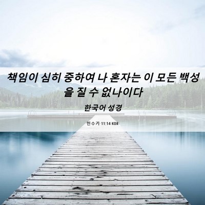 Picture 06 - 민수기 11:14 KOR - 책임이 심히 중하여 나 혼자는 이 - Bible Verse Picture