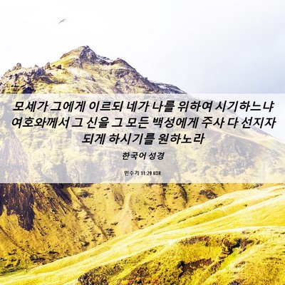 Picture 06 - 민수기 11:29 KOR - 모세가 그에게 이르되 네가 나를 - Bible Verse Picture