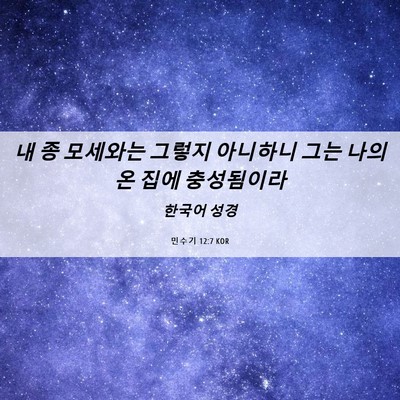 Picture 06 - 민수기 12:7 KOR - 내 종 모세와는 그렇지 아니하니 - Bible Verse Picture