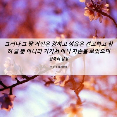 Picture 06 - 민수기 13:28 KOR - 그러나 그 땅 거민은 강하고 성읍은 - Bible Verse Picture