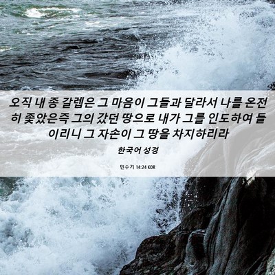 Picture 06 - 민수기 14:24 KOR - 오직 내 종 갈렙은 그 마음이 그들과 - Bible Verse Picture