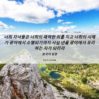 Picture 06 - 민수기 14:33 KOR - 너희 자녀들은 너희의 패역한 죄를 - Bible Verse Picture