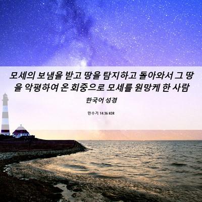 Picture 06 - 민수기 14:36 KOR - 모세의 보냄을 받고 땅을 탐지하고 - Bible Verse Picture