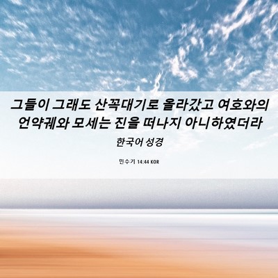 Picture 06 - 민수기 14:44 KOR - 그들이 그래도 산꼭대기로 올라갔고 - Bible Verse Picture