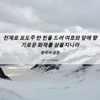Picture 06 - 민수기 15:10 KOR - 전제로 포도주 반 힌을 드려 여호와 - Bible Verse Picture