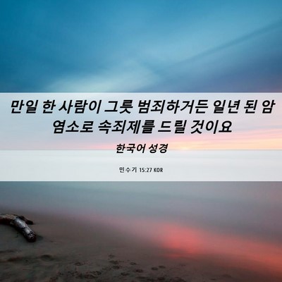 Picture 06 - 민수기 15:27 KOR - 만일 한 사람이 그릇 범죄하거든 - Bible Verse Picture