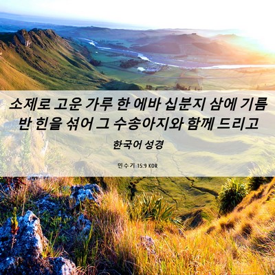 Picture 06 - 민수기 15:9 KOR - 소제로 고운 가루 한 에바 십분지 - Bible Verse Picture