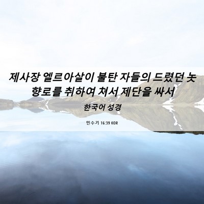 Picture 06 - 민수기 16:39 KOR - 제사장 엘르아살이 불탄 자들의 - Bible Verse Picture