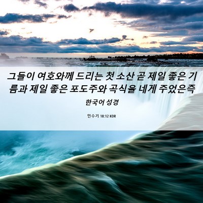 Picture 06 - 민수기 18:12 KOR - 그들이 여호와께 드리는 첫 소산 곧 - Bible Verse Picture