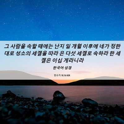 Picture 06 - 민수기 18:16 KOR - 그 사람을 속할 때에는 난지 일 개월 - Bible Verse Picture