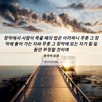 Picture 06 - 민수기 19:14 KOR - 장막에서 사람이 죽을 때의 법은 - Bible Verse Picture