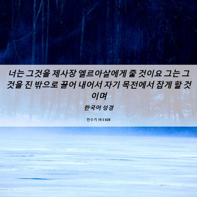 Picture 06 - 민수기 19:3 KOR - 너는 그것을 제사장 엘르아살에게 줄 - Bible Verse Picture