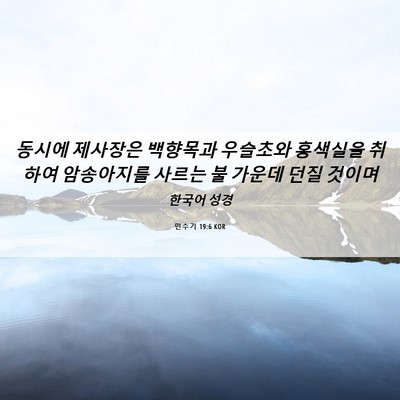 Picture 06 - 민수기 19:6 KOR - 동시에 제사장은 백향목과 우슬초와 - Bible Verse Picture