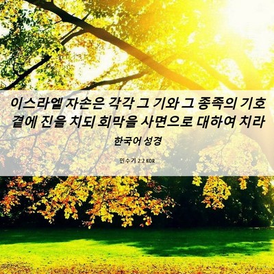 Picture 06 - 민수기 2:2 KOR - 이스라엘 자손은 각각 그 기와 그 - Bible Verse Picture