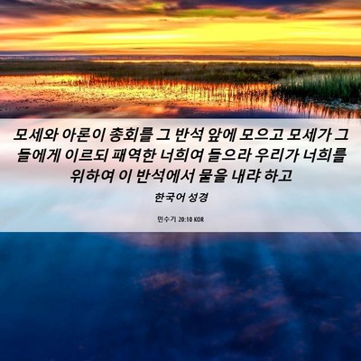 Picture 06 - 민수기 20:10 KOR - 모세와 아론이 총회를 그 반석 앞에 - Bible Verse Picture