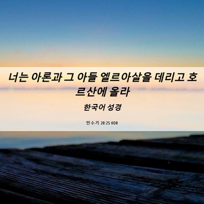 Picture 06 - 민수기 20:25 KOR - 너는 아론과 그 아들 엘르아살을 - Bible Verse Picture