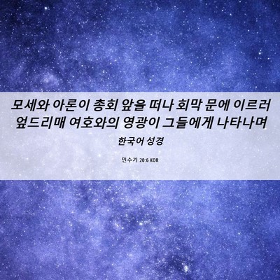 Picture 06 - 민수기 20:6 KOR - 모세와 아론이 총회 앞을 떠나 회막 - Bible Verse Picture