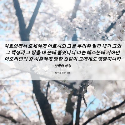 Picture 06 - 민수기 21:34 KOR - 여호와께서 모세에게 이르시되 그를 - Bible Verse Picture
