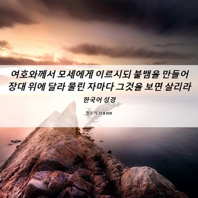 Picture 06 - 민수기 21:8 KOR - 여호와께서 모세에게 이르시되 - Bible Verse Picture