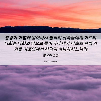 Picture 06 - 민수기 22:13 KOR - 발람이 아침에 일어나서 발락의 - Bible Verse Picture