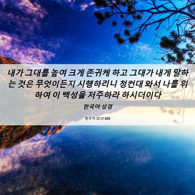 Picture 06 - 민수기 22:17 KOR - 내가 그대를 높여 크게 존귀케 하고 - Bible Verse Picture