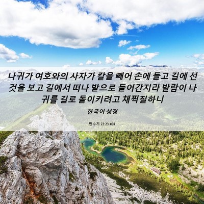 Picture 06 - 민수기 22:23 KOR - 나귀가 여호와의 사자가 칼을 빼어 - Bible Verse Picture