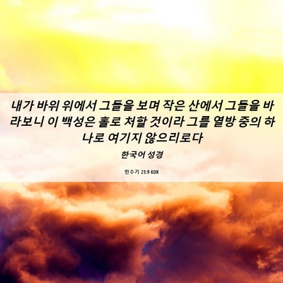 Picture 06 - 민수기 23:9 KOR - 내가 바위 위에서 그들을 보며 작은 - Bible Verse Picture