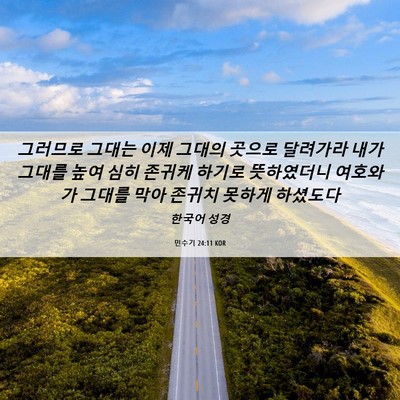 Picture 06 - 민수기 24:11 KOR - 그러므로 그대는 이제 그대의 곳으로 - Bible Verse Picture