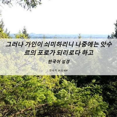 Picture 06 - 민수기 24:22 KOR - 그러나 가인이 쇠미하리니 나중에는 - Bible Verse Picture